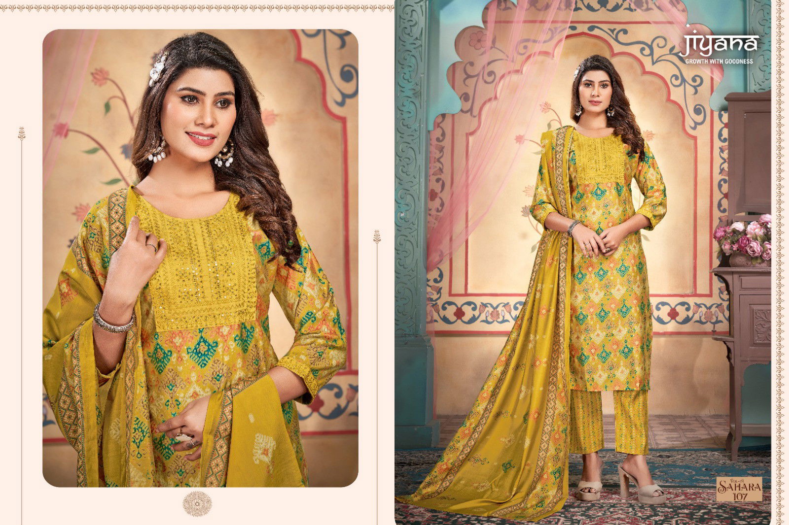 Jiyana Sahara Vol 4 Shimmer Printed Kurti Bottom With Dupatta